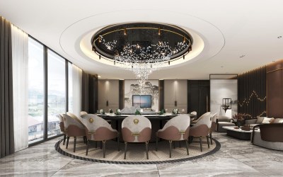 新中式餐厅包厢3D模型下载